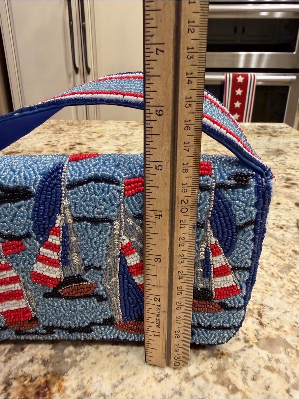 Viral Blue Beaded Sailboat Shoulder Bag - Picture 7 of 9